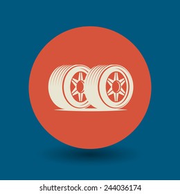 Car wheel icon or sign, vector illustration