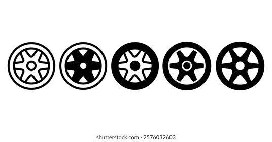 car wheel icon symbol sign vector design black white color simple illustration collections sets 