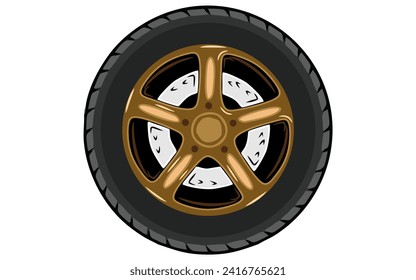 Car wheel icon symbol vector. Flat and outline Tire, car rim, steering wheel discs for Automotive logo. Editable stroke vector illustration. design on white background