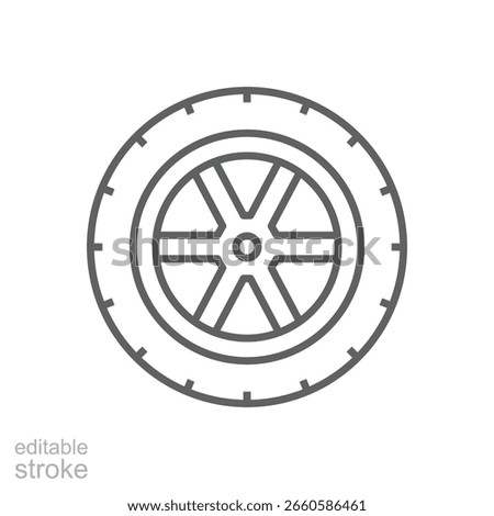 Car wheel icon symbol vector line and glyph icon. Flat and outline Tire, car rim, steering wheel discs for Automotive logo. Editable stroke