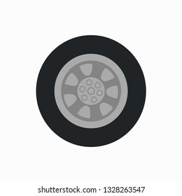 Car wheel. Wheel icon. Car symbol. White background. Vector illustration EPS 10.