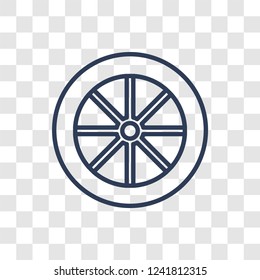 car wheel icon. Trendy linear car wheel logo concept on transparent background from car parts collection