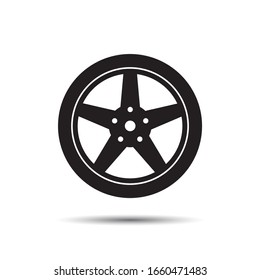 Car Wheel Icon. Vector For Design