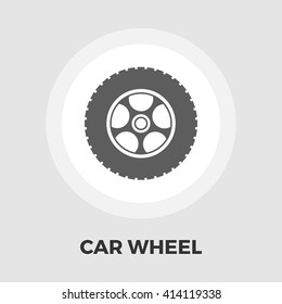 Car wheel icon vector. Flat icon isolated on the white background. Editable EPS file. Vector illustration.