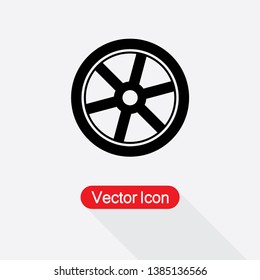 Car Wheel Icon Vector Illustration In Flat Style Eps10