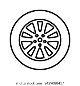 Car wheel icon vector. Wheel illustration sign. Tire service symbol or logo.
