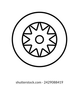 Car wheel icon vector. Wheel illustration sign. Tire service symbol or logo.
