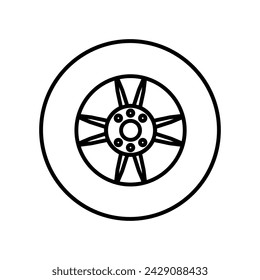 Car wheel icon vector. Wheel illustration sign. Tire service symbol or logo.