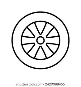 Fahrzeugrad-Symbol-Vektor. Schild zur Raddarstellung. Symbol oder Logo für Reifenservice.