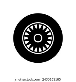 Car wheel icon vector. Wheel illustration sign. Tire service symbol or logo.