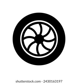 Car wheel icon vector. Wheel illustration sign. Tire service symbol or logo.