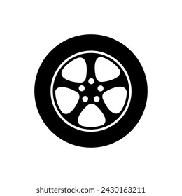 Fahrzeugrad-Symbol-Vektor. Schild zur Raddarstellung. Symbol oder Logo für Reifenservice.
