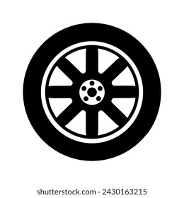 Car wheel icon vector. Wheel illustration sign. Tire service symbol or logo.