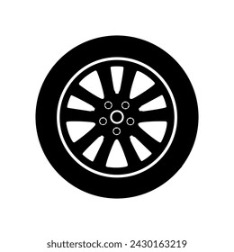 Car wheel icon vector. Wheel illustration sign. Tire service symbol or logo.