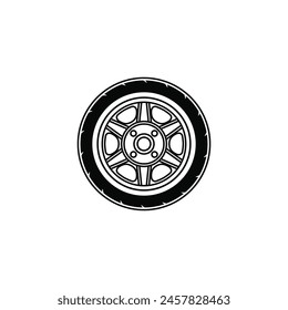 Icono de rueda de coche. Ilustración vectorial