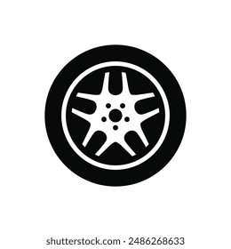 Icono de rueda de coche. Ilustración vectorial