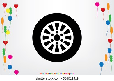 car wheel icon vector illustration eps10. Isolated badge for website or app - stock infographics.