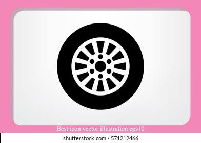 car wheel icon vector illustration eps10. Isolated badge for website or app - stock infographics.
