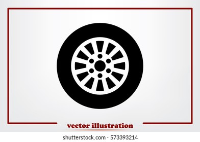 car wheel icon vector illustration eps10. Isolated badge for website or app - stock infographics.