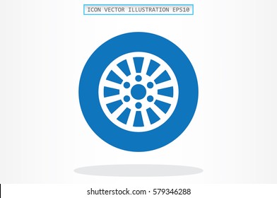 car wheel icon vector illustration eps10. Isolated badge for website or app - stock infographics.