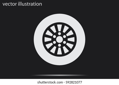 car wheel icon vector illustration eps10. Isolated badge for website or app - stock infographics.
