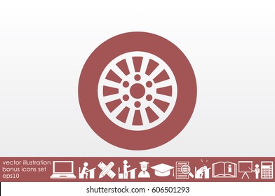 car wheel icon vector illustration eps10. Isolated badge for website or app - stock infographics