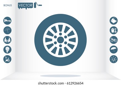 car wheel icon vector illustration eps10. Isolated badge for website or app - stock infographics