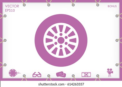 car wheel icon vector illustration eps10. Isolated badge for website or app - stock infographics
