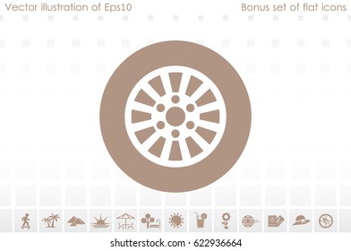 car wheel icon vector illustration eps10. Isolated badge for website or app - stock infographics
