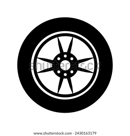 Car wheel icon vector. Wheel illustration sign. Tire service symbol or logo.