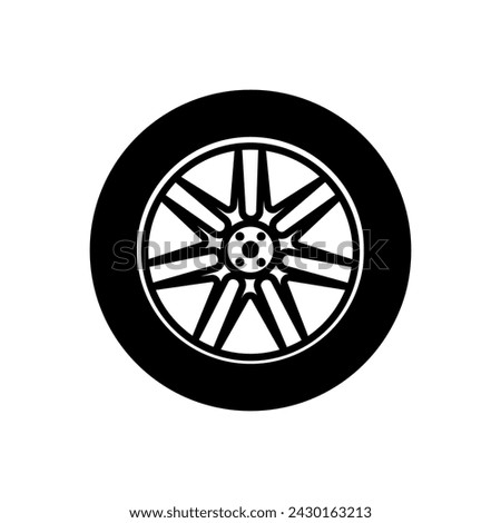 Car wheel icon vector. Wheel illustration sign. Tire service symbol or logo.