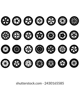 Car wheel icon vector set. Wheel illustration sign collection. Tire service symbol or logo.
