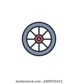 Car wheel icon. vector.Editable stroke.linear style sign for use web design,logo.Symbol illustration.