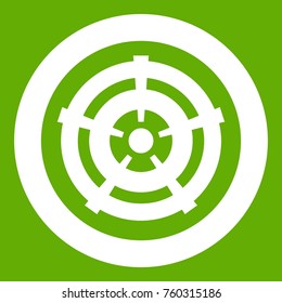 Car wheel icon white isolated on green background. Vector illustration