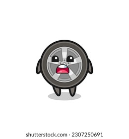 car wheel illustration with apologizing expression, saying I am sorry , cute style design for t shirt, sticker, logo element