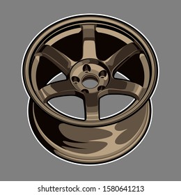 car wheel illustration for clothing, poster, sticker, logo