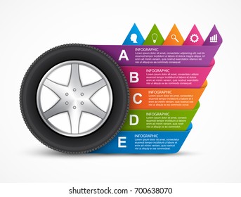 Car Wheel Infographic Design Template. Vector illustration.