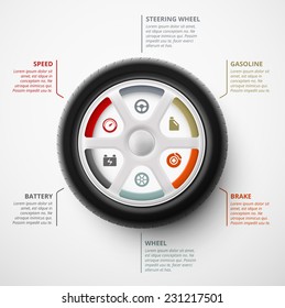 Car Wheel, Infographic Elements, Eps 10