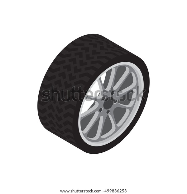 Car Wheel Isolated Isometric Vector Illustration Stock Vector (Royalty ...