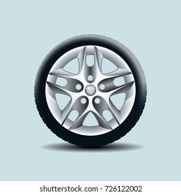 Car wheel isolated on clear background. Vector illustration