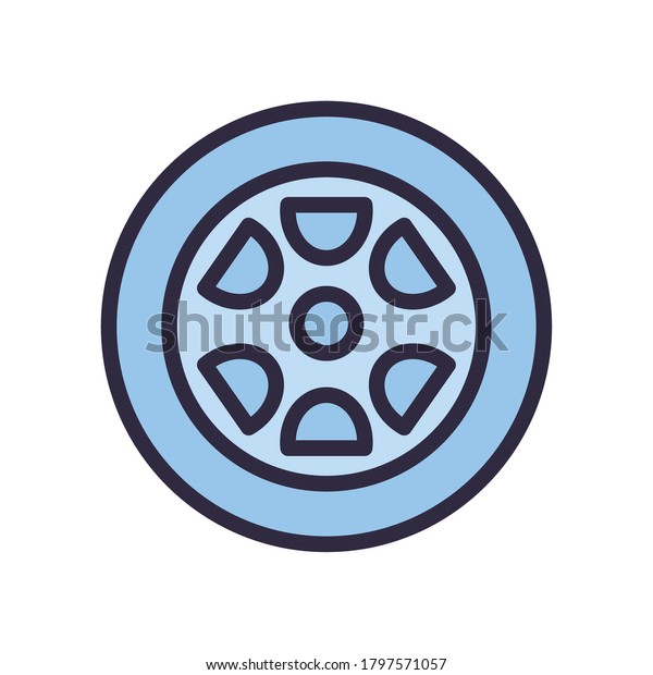 car wheel line and fill style\
icon design, Repair service and vehicle theme Vector\
illustration