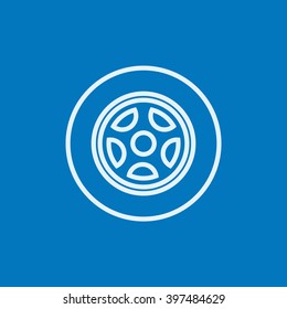Car wheel line icon.