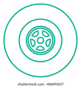 Icono de la línea de la rueda del coche.