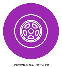 Car wheel line icon.