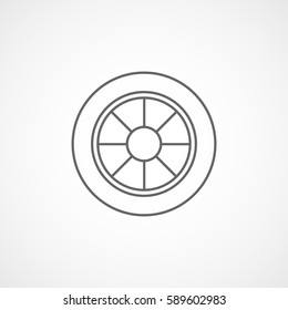 Car Wheel Line Icon On White Background