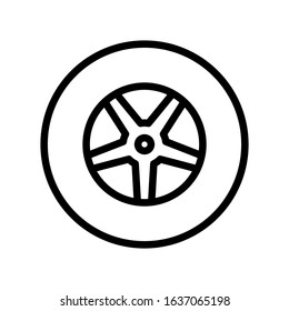 Car wheel line icon vector