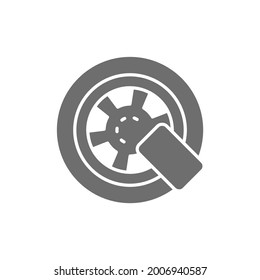 Car Wheel Lock Grey Icon. Isolated On White Background