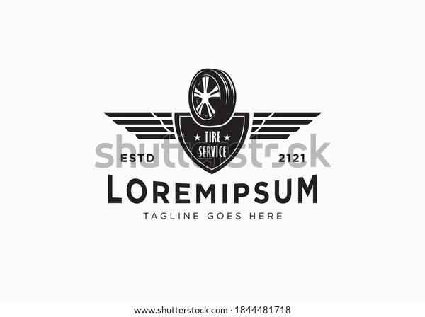 Car Wheel\
Logo Design Inspiration. Shields and Wings Vector Template.\
Illustration of a Auto Wheel Repair Logo\
Shop.