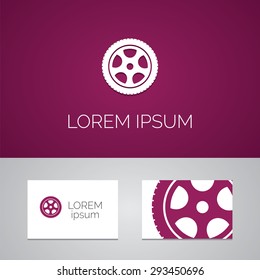 car wheel logo template icon design elements with business card