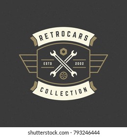 Car wheel logo template vector design element vintage style for label or badge retro illustration. Tire silhouette.